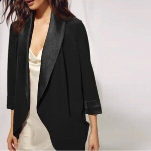 Aritzia Wilfred Chevalier Blazer Jacket Black with Satin Collar 0